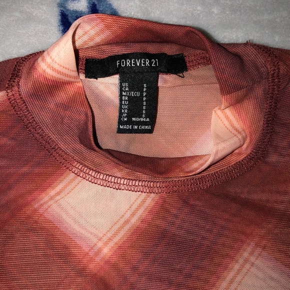 Forever 21 plaid see through mesh top - Picture 2 of 2